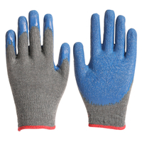 10G Cotton Liner Latex Coated Gloves Wrinkle Crinkle Palm Safety Gloves