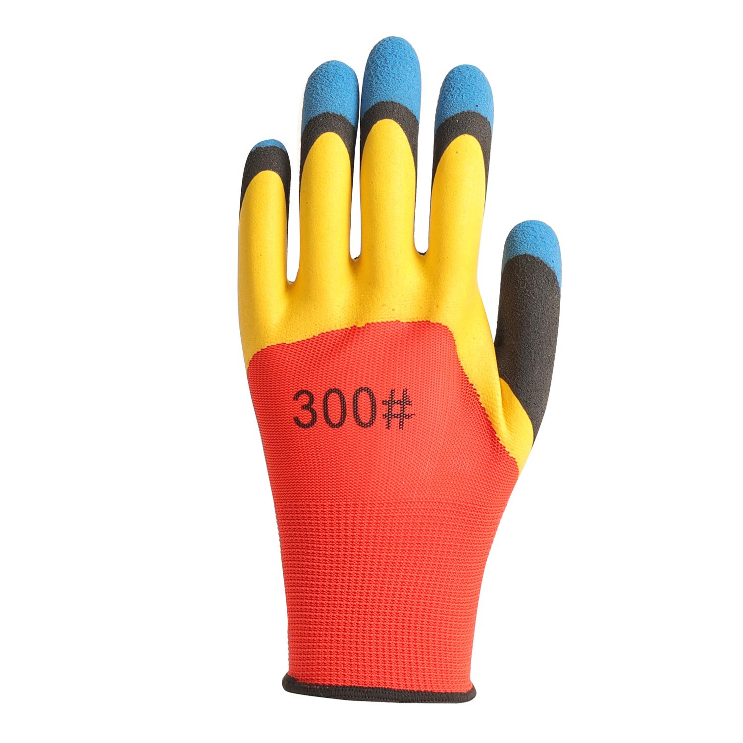 13G Nylon Polyester Three Times Latex Coated Foam Palm Safety Working Gloves