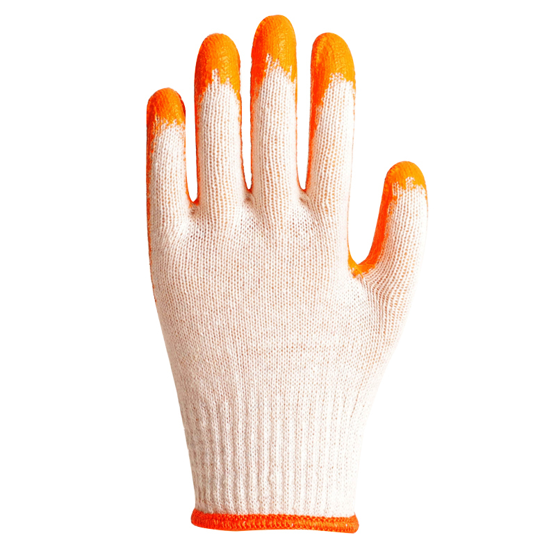 10 Gauge Knitted Cotton Orange Latex Coated Hand Safety Working Gloves