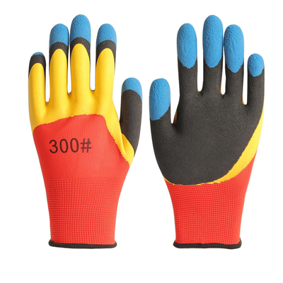 13G Nylon Polyester Three Times Latex Coated Foam Palm Safety Working Gloves