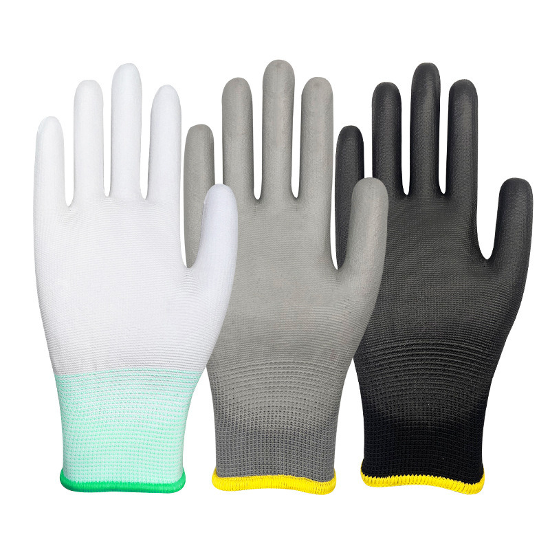 Gauge Polyester PU Coated Work Industrial Labor Safety Protective Working Gloves