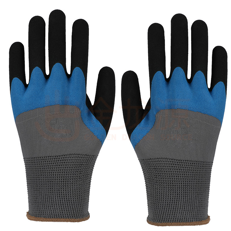 13G Nylon Polyester Double Color Latex Coated Foam Palm Safety Working Gloves