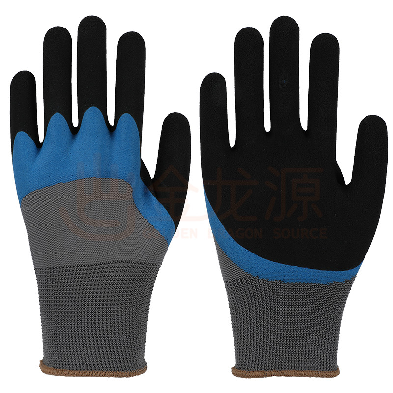 13G Nylon Polyester Double Color Latex Coated Foam Palm Safety Working Gloves