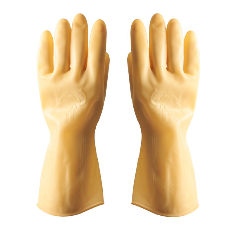 Wholesale 30cm Natural Yellow Rubber Latex Household Cleaning Kitchen Gloves