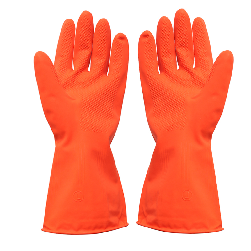 Wholesale 30cm Natural Yellow Rubber Latex Household Cleaning Kitchen Gloves