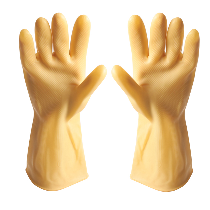 Wholesale 30cm Natural Yellow Rubber Latex Household Cleaning Kitchen Gloves