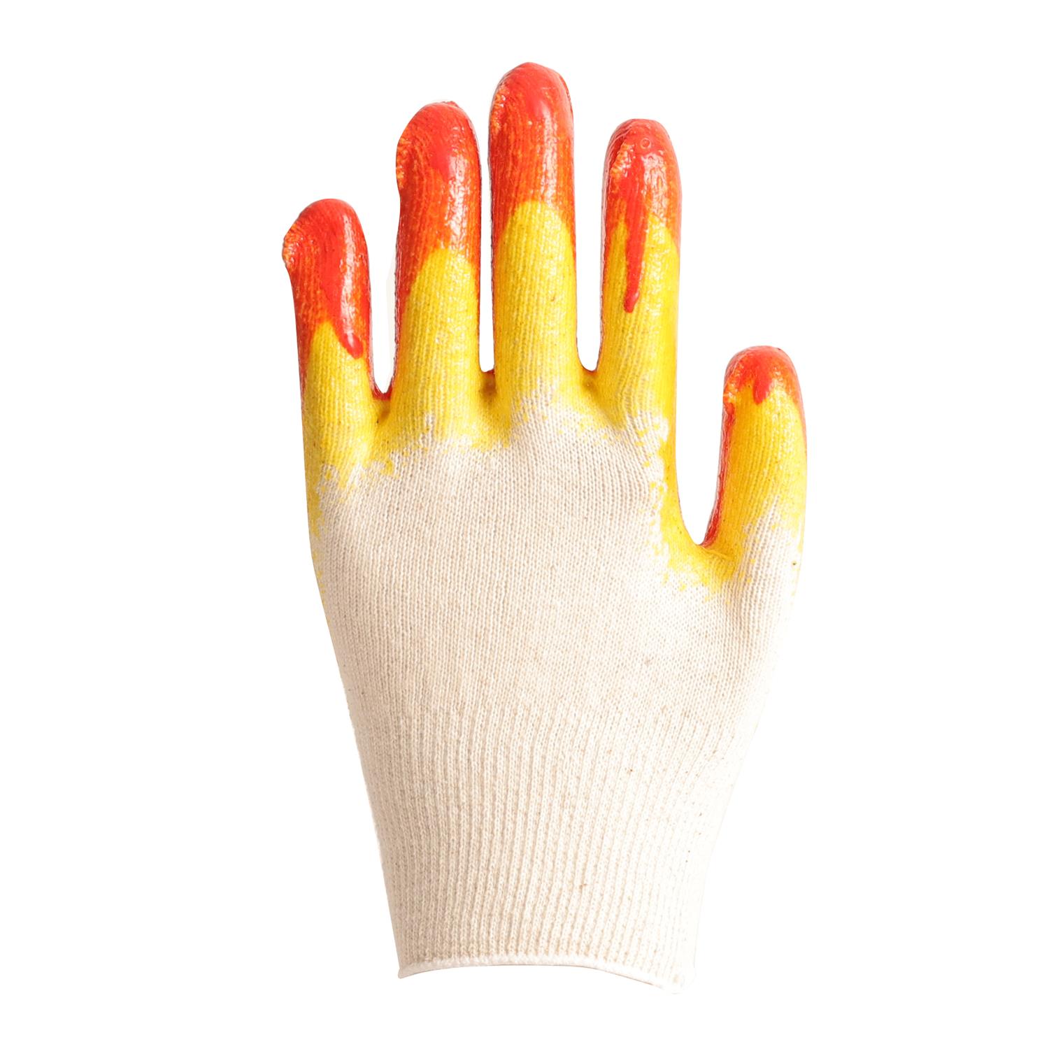 Knitted Cotton Orange Yellow Latex Coated Hand Working Gloves