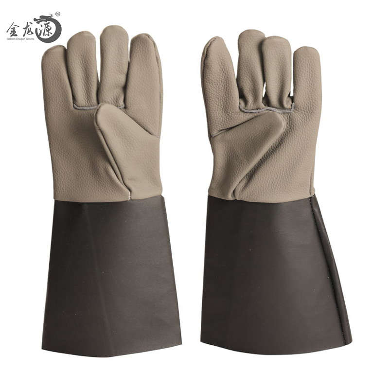 China Wholesale Cow Leather Splicing Safety Working Gloves 