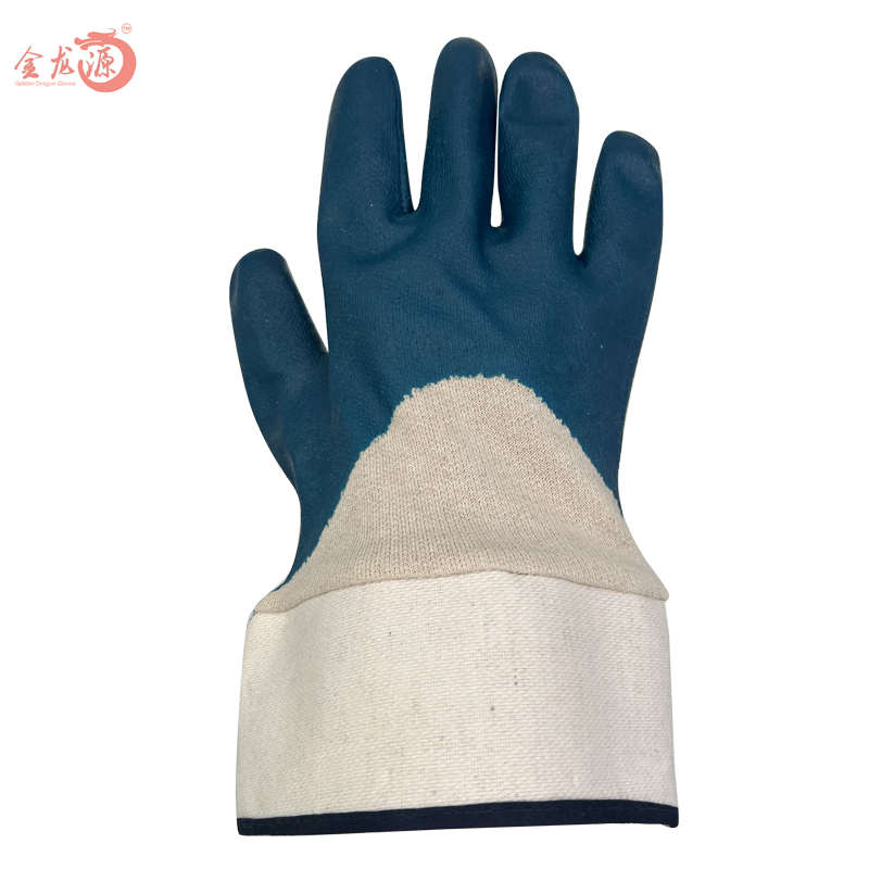 Blue Nitrile Canvas Cuff Oil And Gas Popular Durable Construction Glove