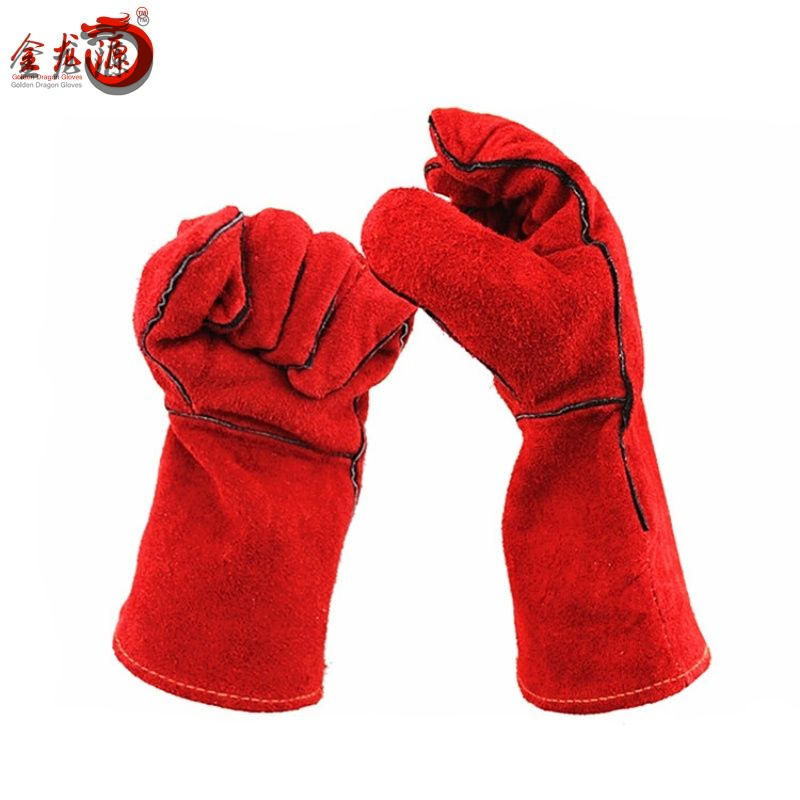 Cheap Price Red Cow Leather Safety Electrowelding Working Gloves 