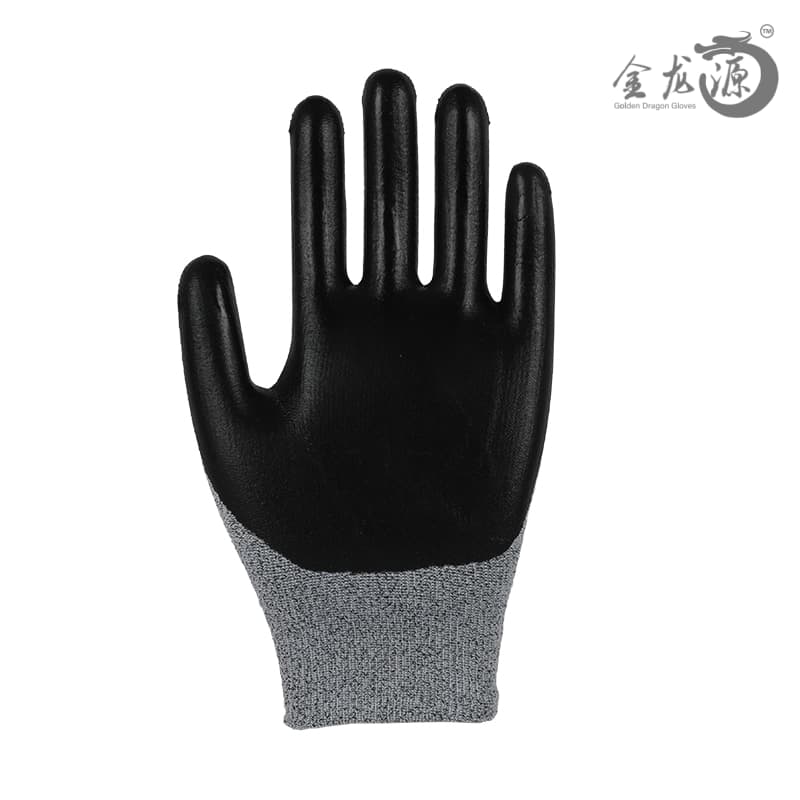 CE Level 5 Black Nitrile Cut Resistant Foam Coated Safety Work Glove