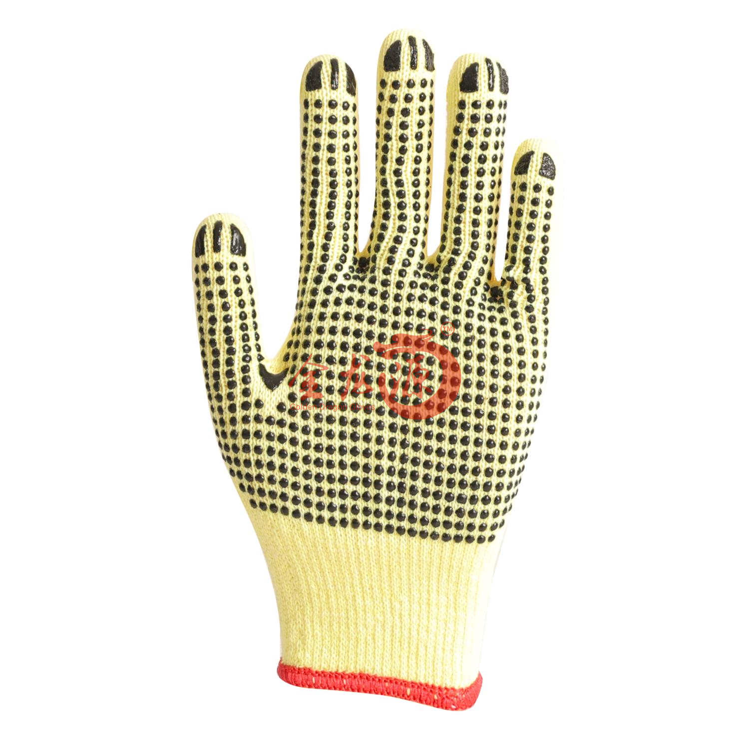 Light Yellow Cotton PVC Dotted Cheap Price Wholesale Safety Working Gloves 