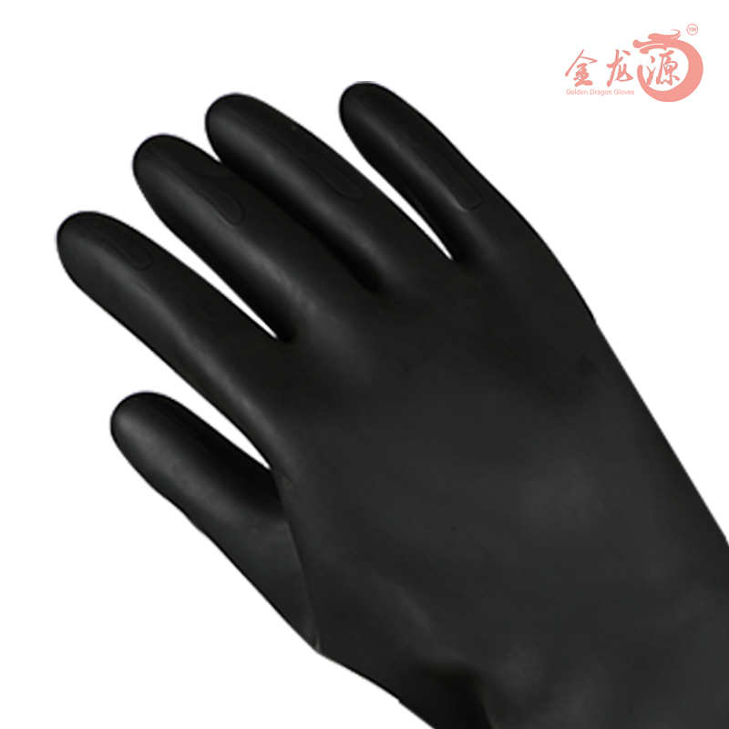 Factory Black Chemical Rubber Latex Safety Working Gloves 