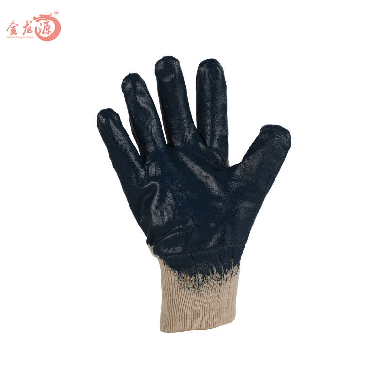 Heavy Duty Knitted Wrist Cotton 3/4 Nitrile Coated Gloves