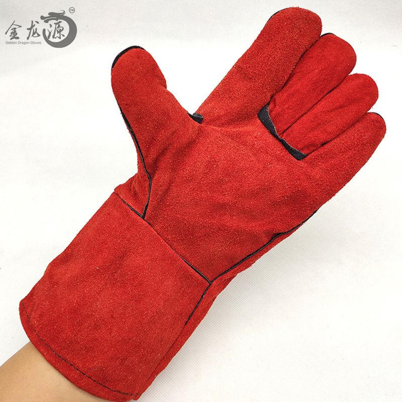 Cheap Price Red Cow Leather Safety Electrowelding Working Gloves 