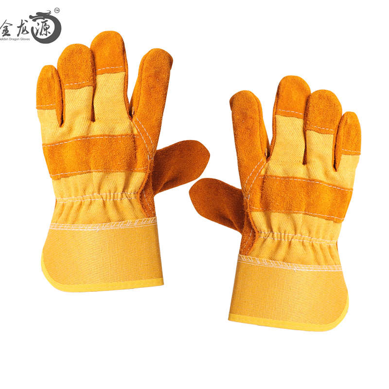 Factory Wholesale 100% Premium Cow Split Leather Safety Gloves