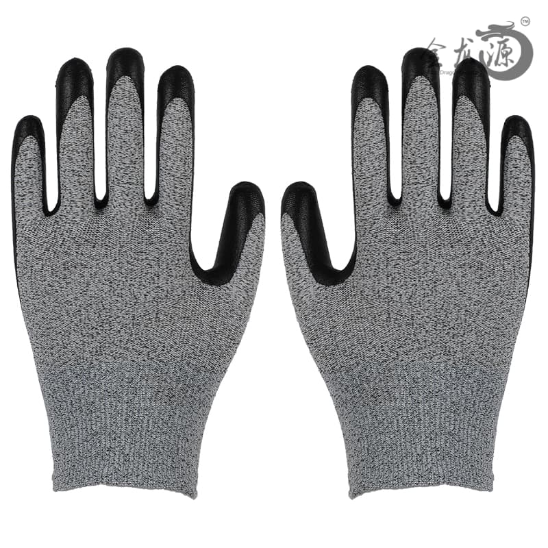 CE Level 5 Black Nitrile Cut Resistant Foam Coated Safety Work Glove