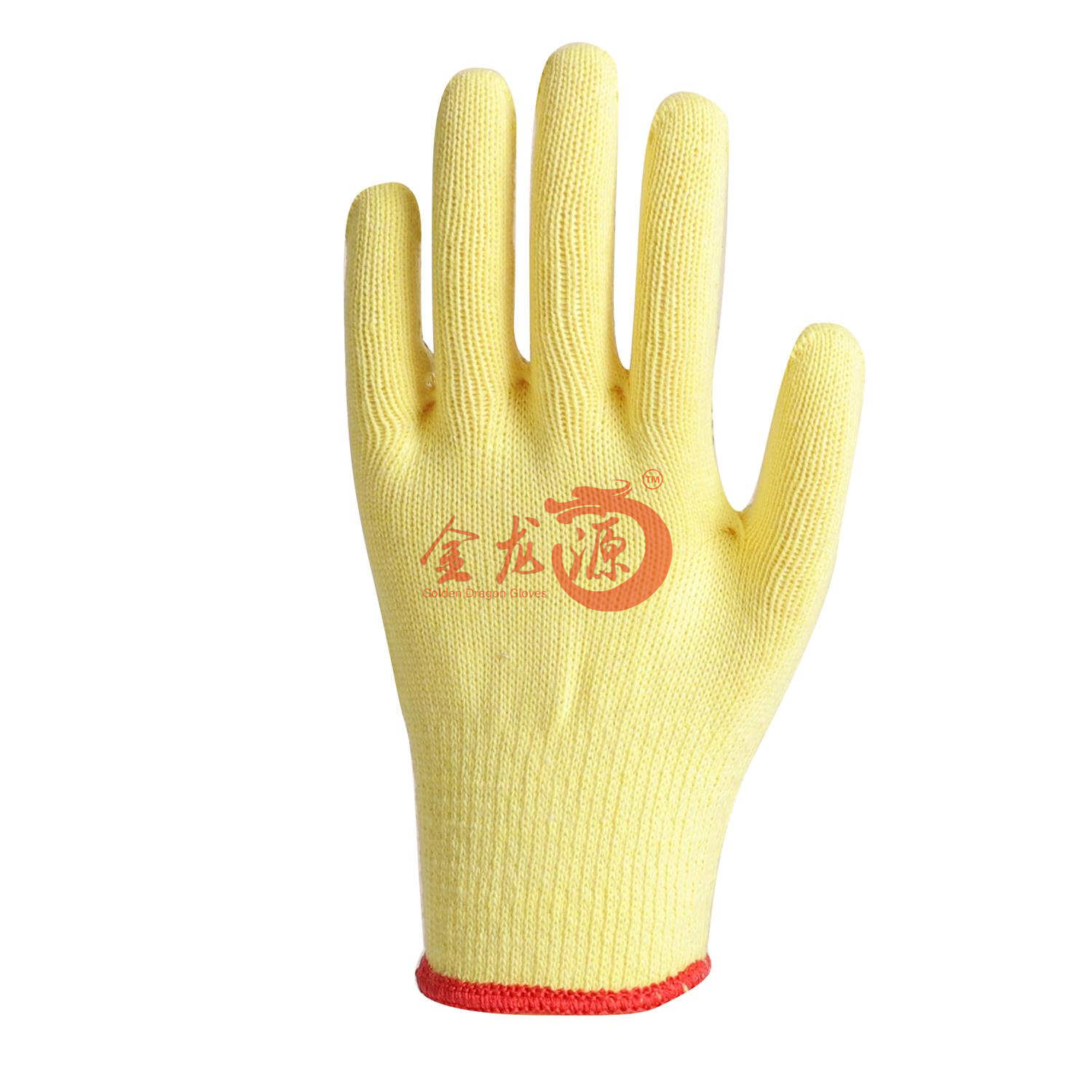 Light Yellow Cotton PVC Dotted Cheap Price Wholesale Safety Working Gloves 