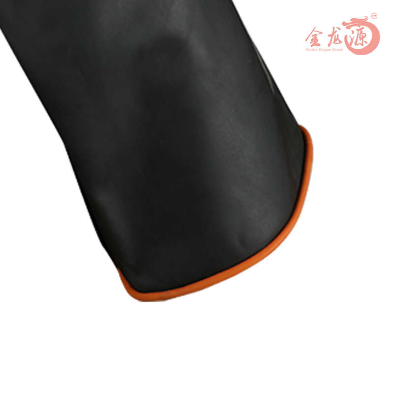 Factory Black Chemical Rubber Latex Safety Working Gloves 