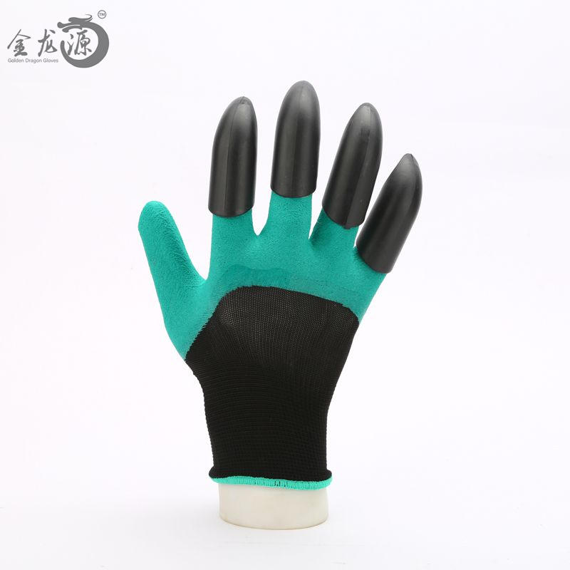 Green Latex Foamed Nylon Material With Claw Safety Working Gloves 