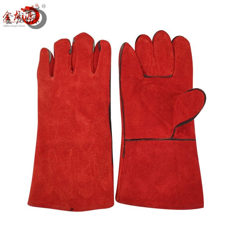 Cheap Price Red Cow Leather Safety Electrowelding Working Gloves 