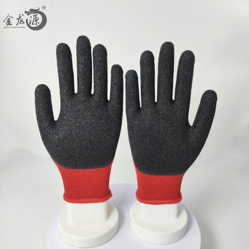 Red Cotton Late Wrinkle Black One Labor Working Gloves 