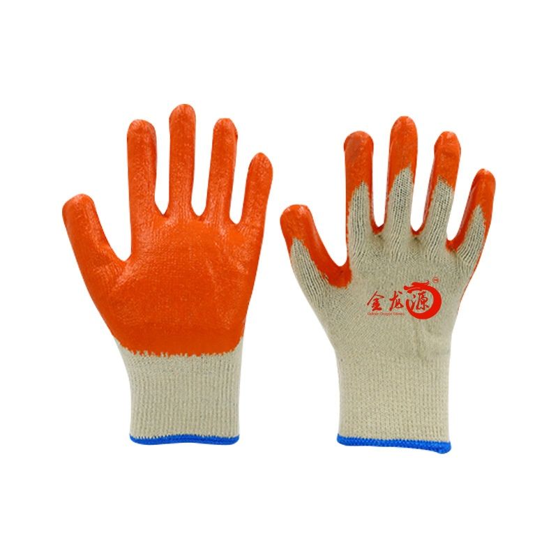 Factory 10g Knitted Cotton Wrinkle Crinkle Latex Coated Safety Work Gloves for Construction