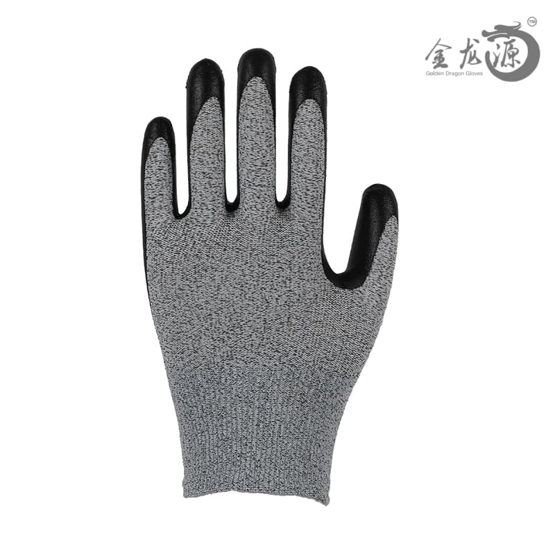 CE Level 5 Black Nitrile Cut Resistant Foam Coated Safety Work Glove