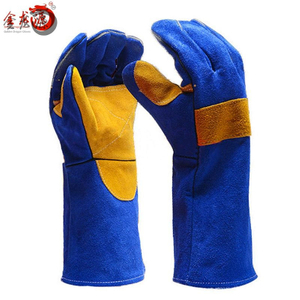 Jewelry Blue Cow Goat Skin Leather China Wholesale Safety Working Gloves 