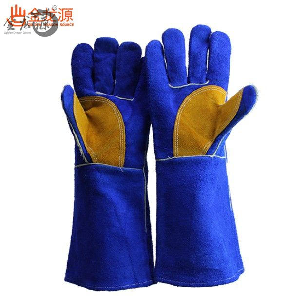 Jewelry Blue Cow Goat Skin Leather China Wholesale Safety Working Gloves 