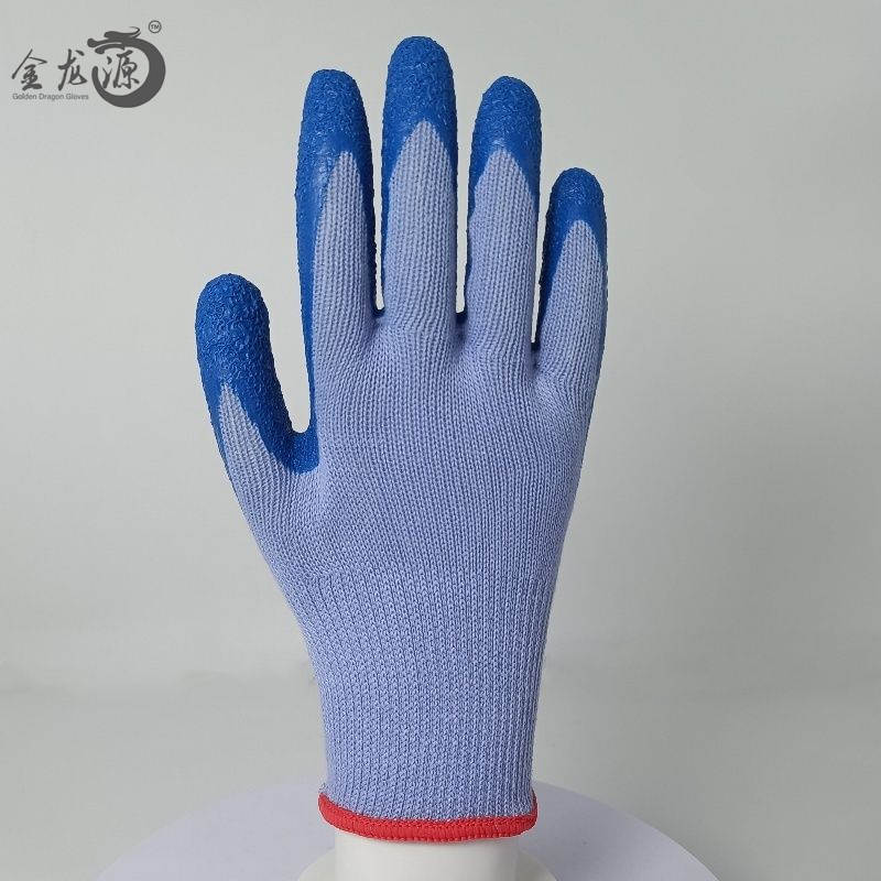 Cotton Latex Coated Gloves with Crinkled Palm Safety Gloves