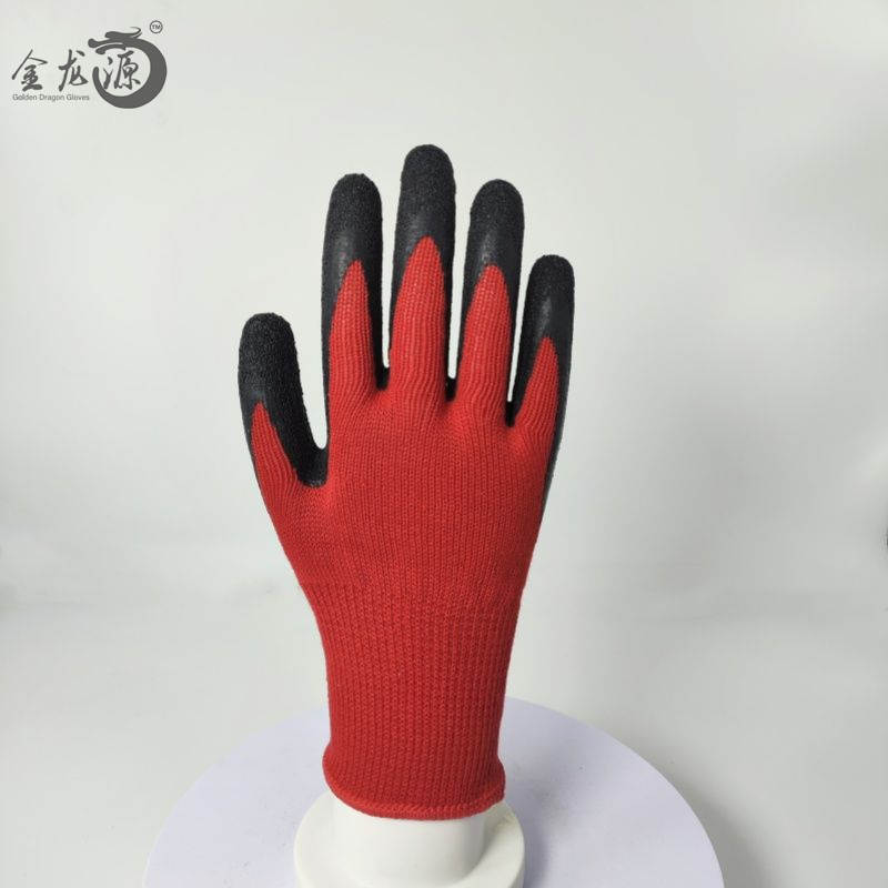 Red Cotton Late Wrinkle Black One Labor Working Gloves 