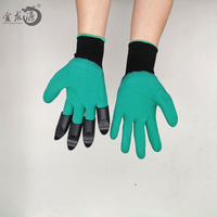 Green Latex Foamed Nylon Material With Claw Safety Working Gloves 