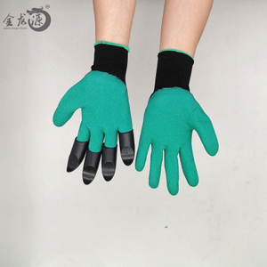 Green Latex Foamed Nylon Material With Claw Safety Working Gloves 