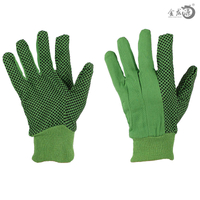 Cotton Knitted Wrist And PVC Dotted Gardening Working Gloves