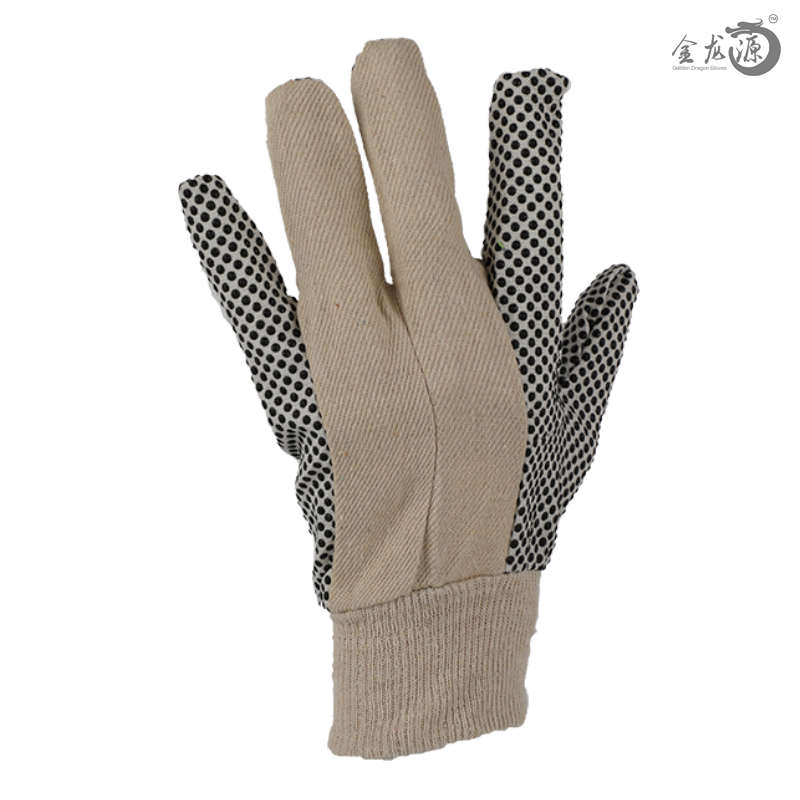 Women Garden Cotton Knitted PVC Safety Working Gloves 