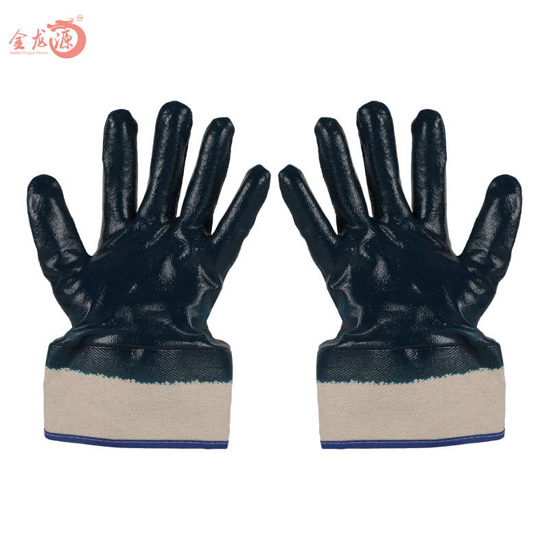 Cotton Heavy Duty Nitrile Gloves with Safety Cuff Working Gloves