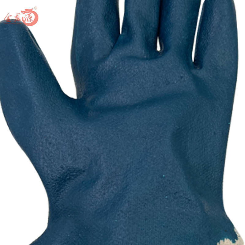 Blue Nitrile Canvas Cuff Oil And Gas Popular Durable Construction Glove