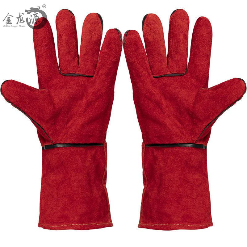 Cheap Price Red Cow Leather Safety Electrowelding Working Gloves 