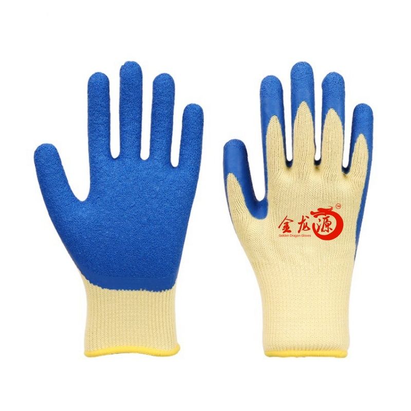 Cotton Latex Coated Gloves with Crinkled Palm Safety Gloves