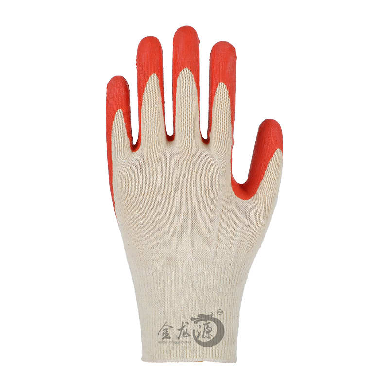 Cheap Price Orange 1/4 Latex 10 Gauge Knitted Cotton Safety Gloves 