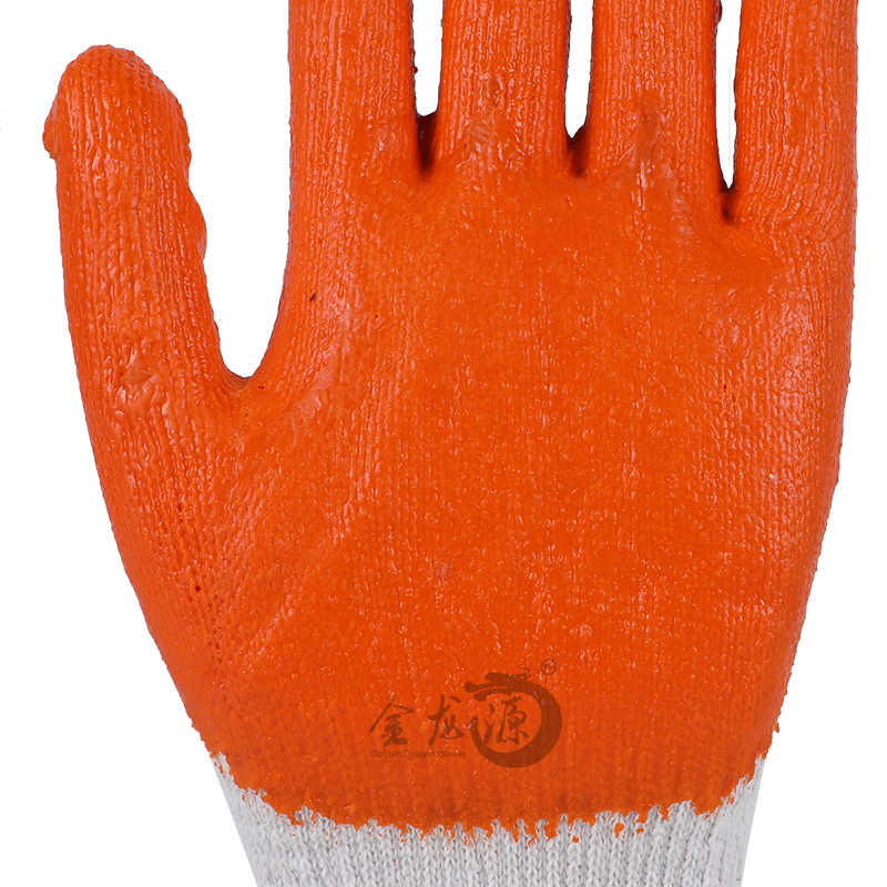 Cheap Price Orange 1/4 Latex 10 Gauge Knitted Cotton Safety Gloves 