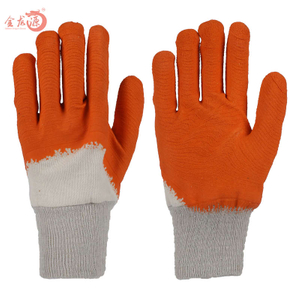 High Quality Knitted Wrist Cotton Latex Coated Crinkled Hand Protective Gloves