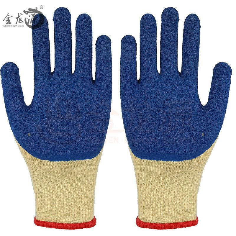 Wholesale 21s Knitted Cotton Latex Coated Crinkled Palm Working Gloves