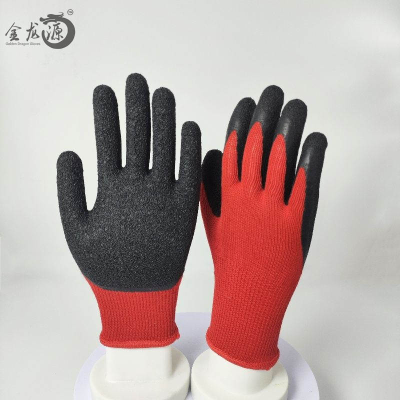 Red Cotton Late Wrinkle Black One Labor Working Gloves 