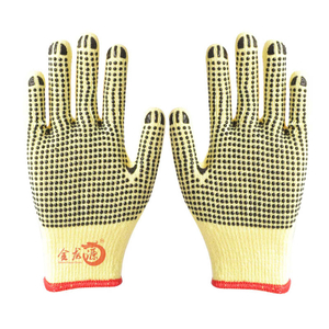 Light Yellow Cotton PVC Dotted Cheap Price Wholesale Safety Working Gloves 