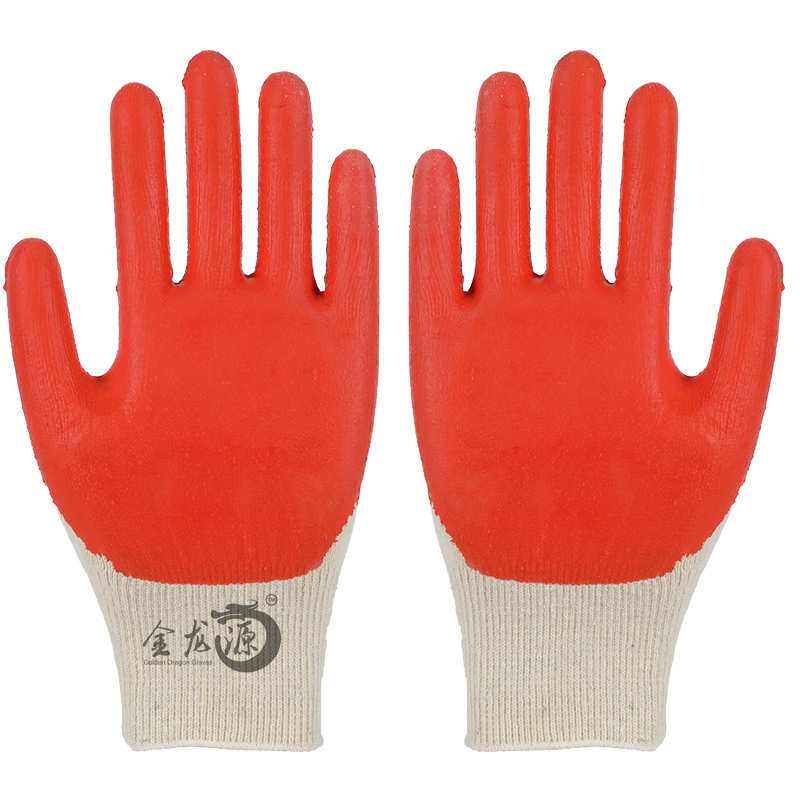 Cheap Price Orange 1/4 Latex 10 Gauge Knitted Cotton Safety Gloves 