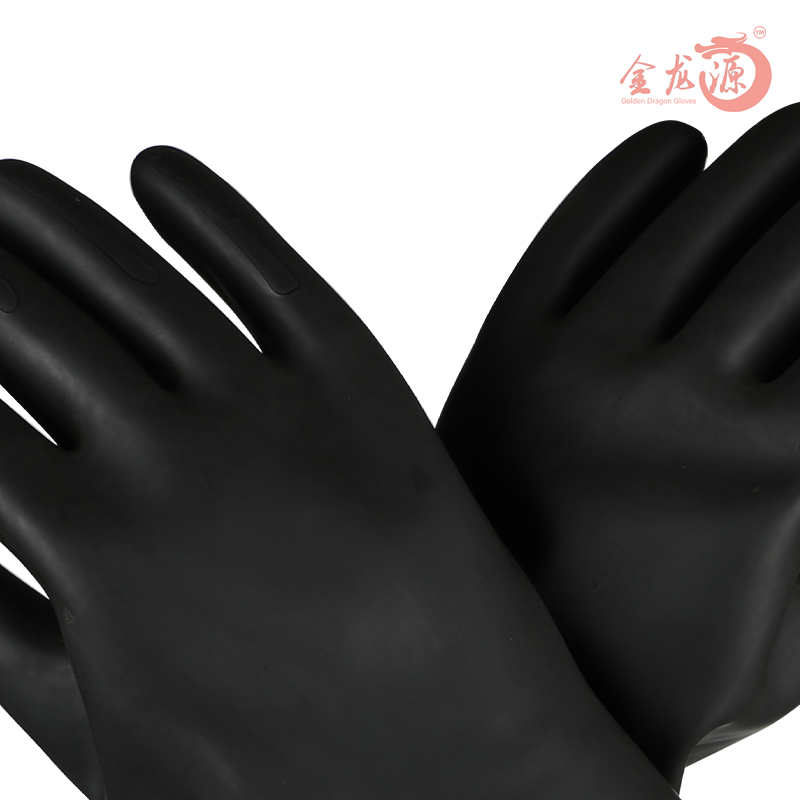 Factory Black Chemical Rubber Latex Safety Working Gloves 