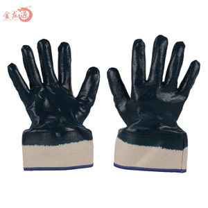 Cotton Heavy Duty Nitrile Gloves with Safety Cuff Working Gloves