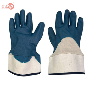 Blue Nitrile Canvas Cuff Oil And Gas Popular Durable Construction Glove